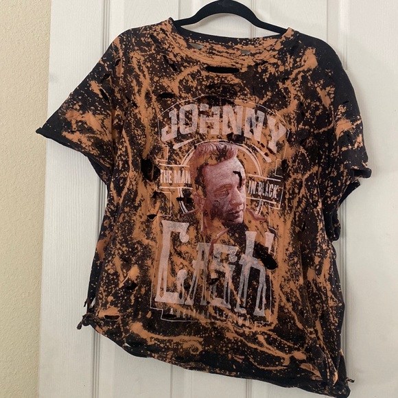 Tops - Homemade Bleached Johnny Cash T-Shirt